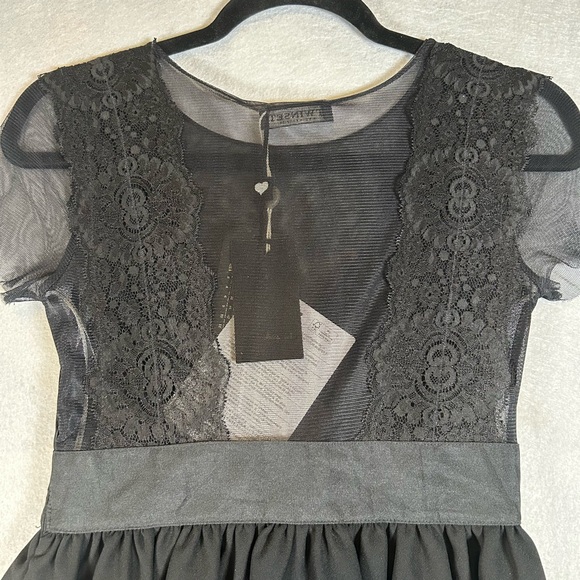 TWIN-SET NWT Scoop Neck Knee-Length Black Party Dress with Bow Lace‎ Sz 6/Small - Picture 8 of 16